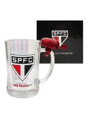 CANECA DE VIDRO SÃO PAULO COM CAMPAINHA 650ML