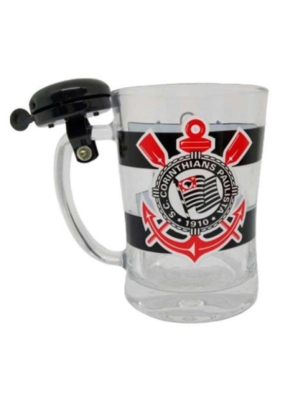 CANECA DE VIDRO CORINTHIANS COM CAMPAINHA 650ML