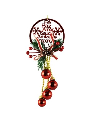 ENFEITE DE PENDURAR FRASE COM GUIZO 34CM