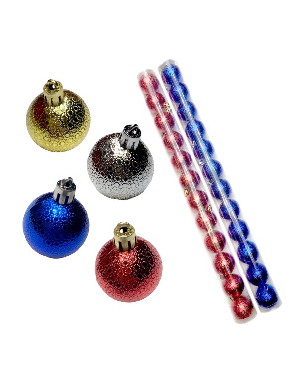 KIT 24 BOLAS DE NATAL 4CM LUXO EM 2 TUBOS