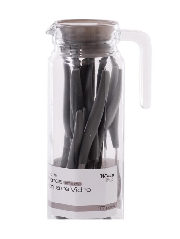 CONJUNTO DE TALHERES INOX 16 PÇS + JARRA DE VIDRO 1L - WINCY